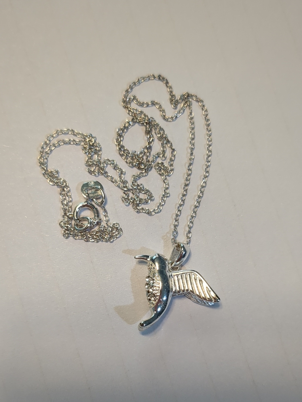 Sterling Silver CZ Hummingbird Necklace